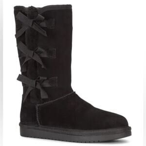Koolaburra by UGG Victoria Tall Girls Bow Detail Tall Suede Boots Black Size 5